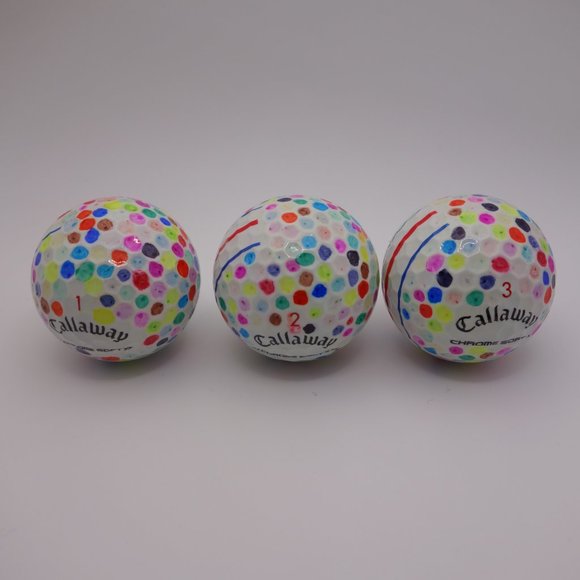 Set of Three(3) Pre-Loved Hand Design Callaway Chromesoft Golf Balls with Box - Picture 5 of 16